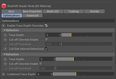Trace depth override - Make Materials render faster