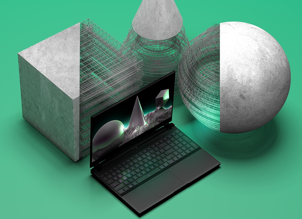 Laptop in a 3D Modeled Environment
