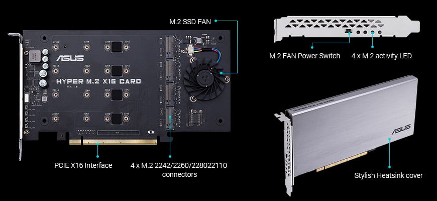 Asus HYPER M.2 X16 CARD M.2 PCIE Adapter
