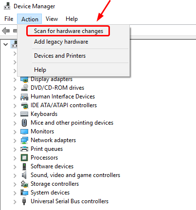 Device Manager Scan for Hardware Changes Graphics Card Driver