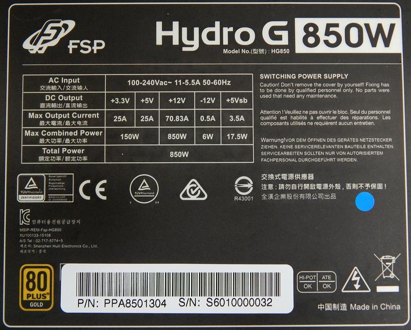 FSP Hydro G 850W Gold Power Supply Review - PC Perspective