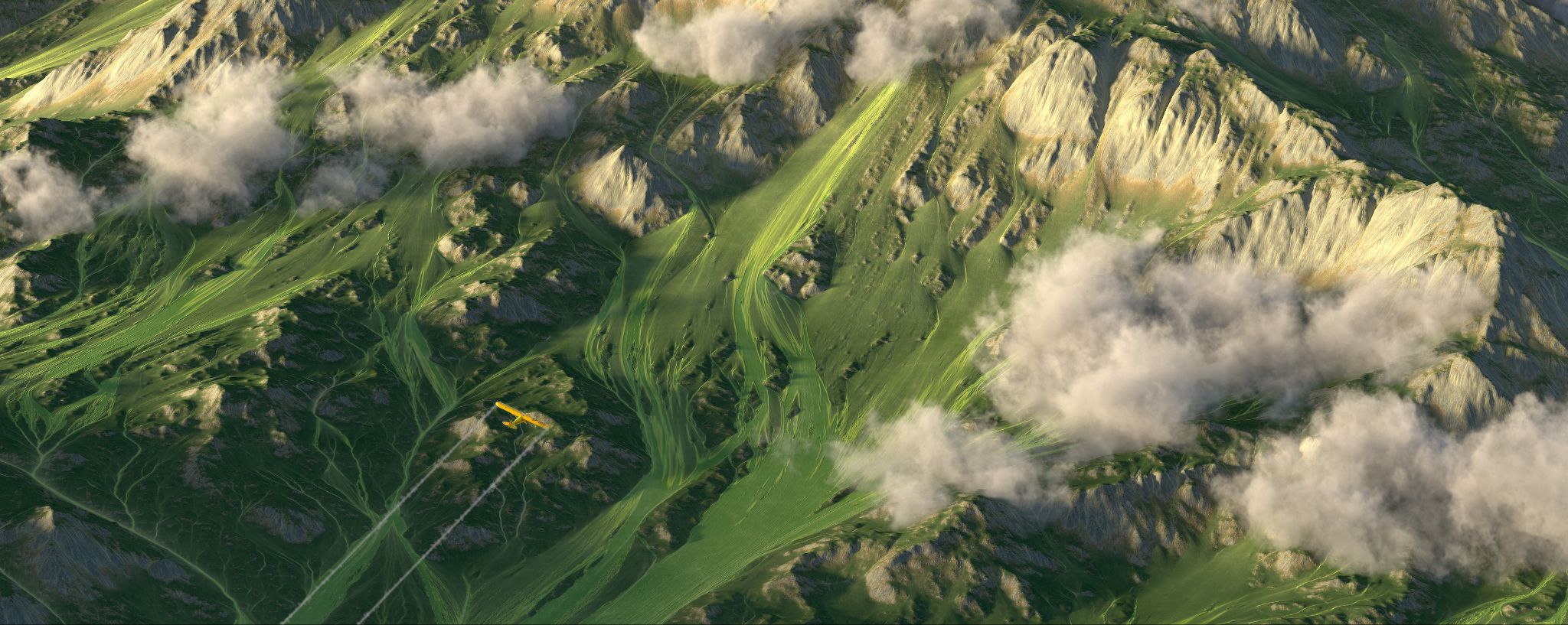 Model of mountains and valleys created using Height Map