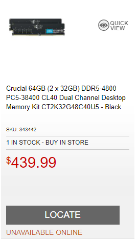 Microcenter's DDR5 Price