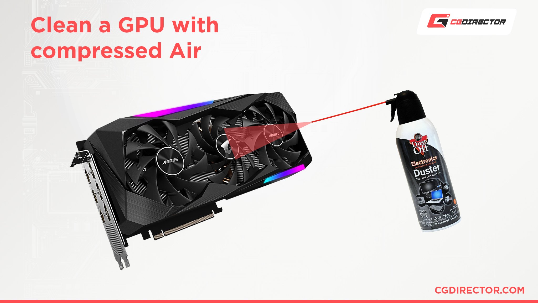 Clean a GPU with compressed Air Visualization