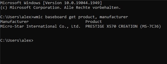 Get Motherboard Name in Command CMD
